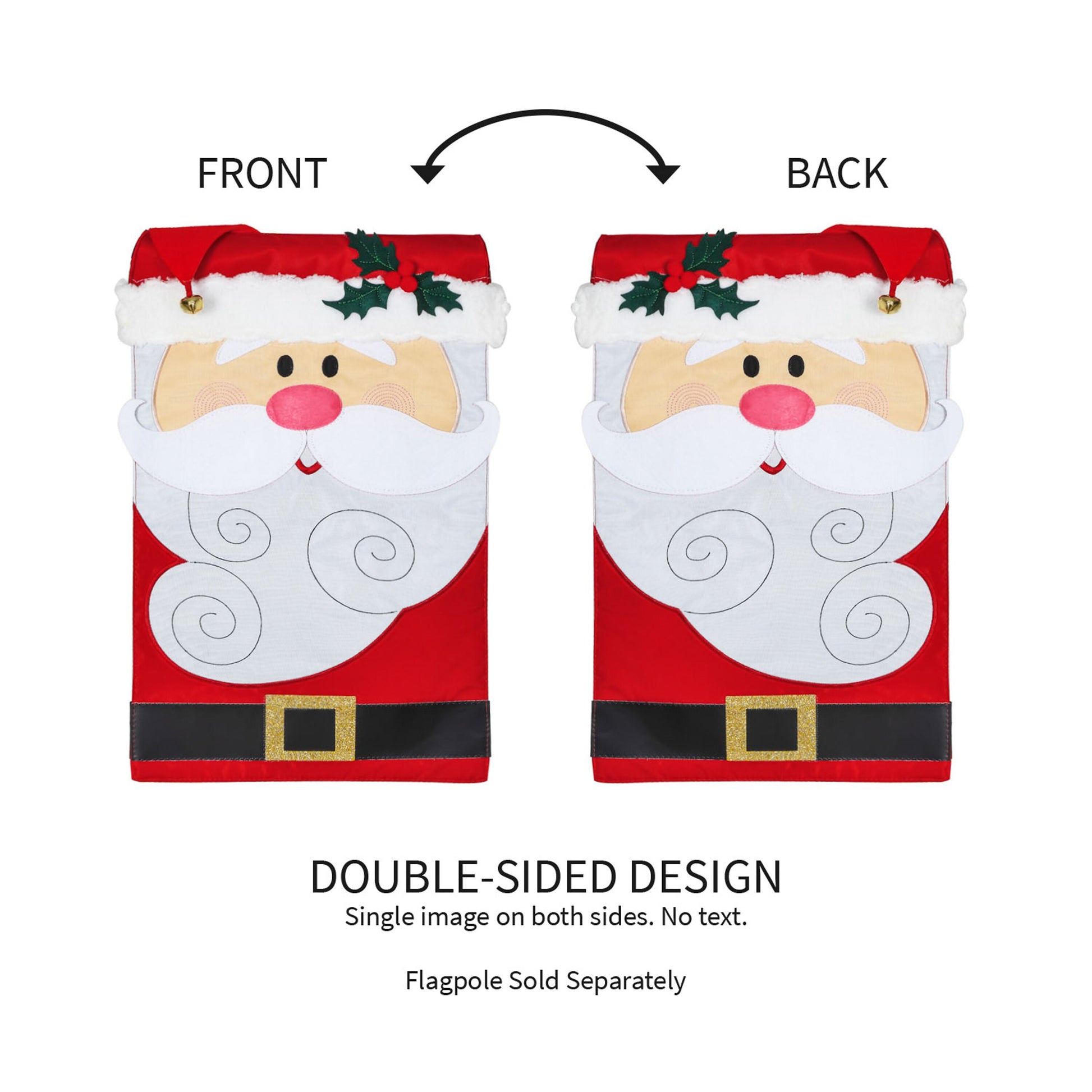 Santa Claus Garden Applique Flag, red/white with holly, two flags by Evergreen Enterprises on Tampa Home & Garden Store
