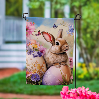 Bunny & Easter Egg Suede Garden Flag