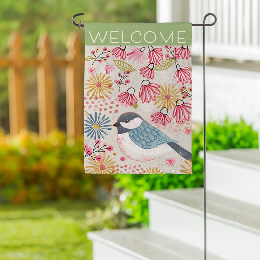 Pastel Doodles Chickadee Suede Garden Flag - Tampa Home & Garden Store