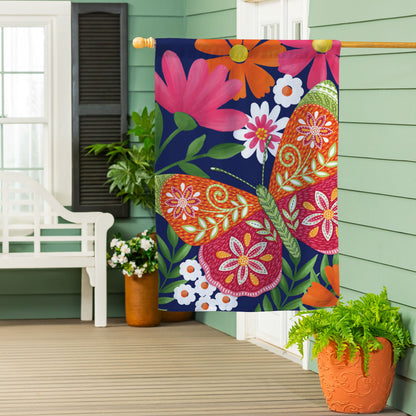 Drapeau de maison en daim à papillons Bloom &amp; Burst (recto et verso)