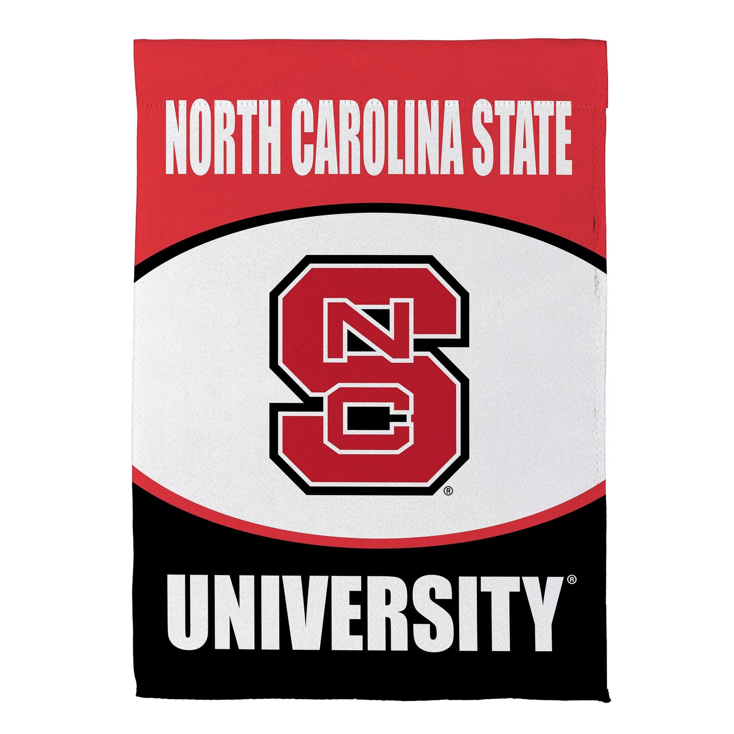 NC State suede flag with red header and NC shield logo, Evergreen Enterprises sports accessory on Tampa Home & Garden Store