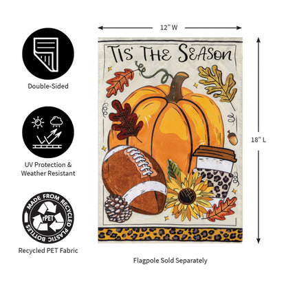 Tis' The Season Fall Applique Garden Flag pumpkin print by Evergreen Enterprises on Tampa Home & Garden Store