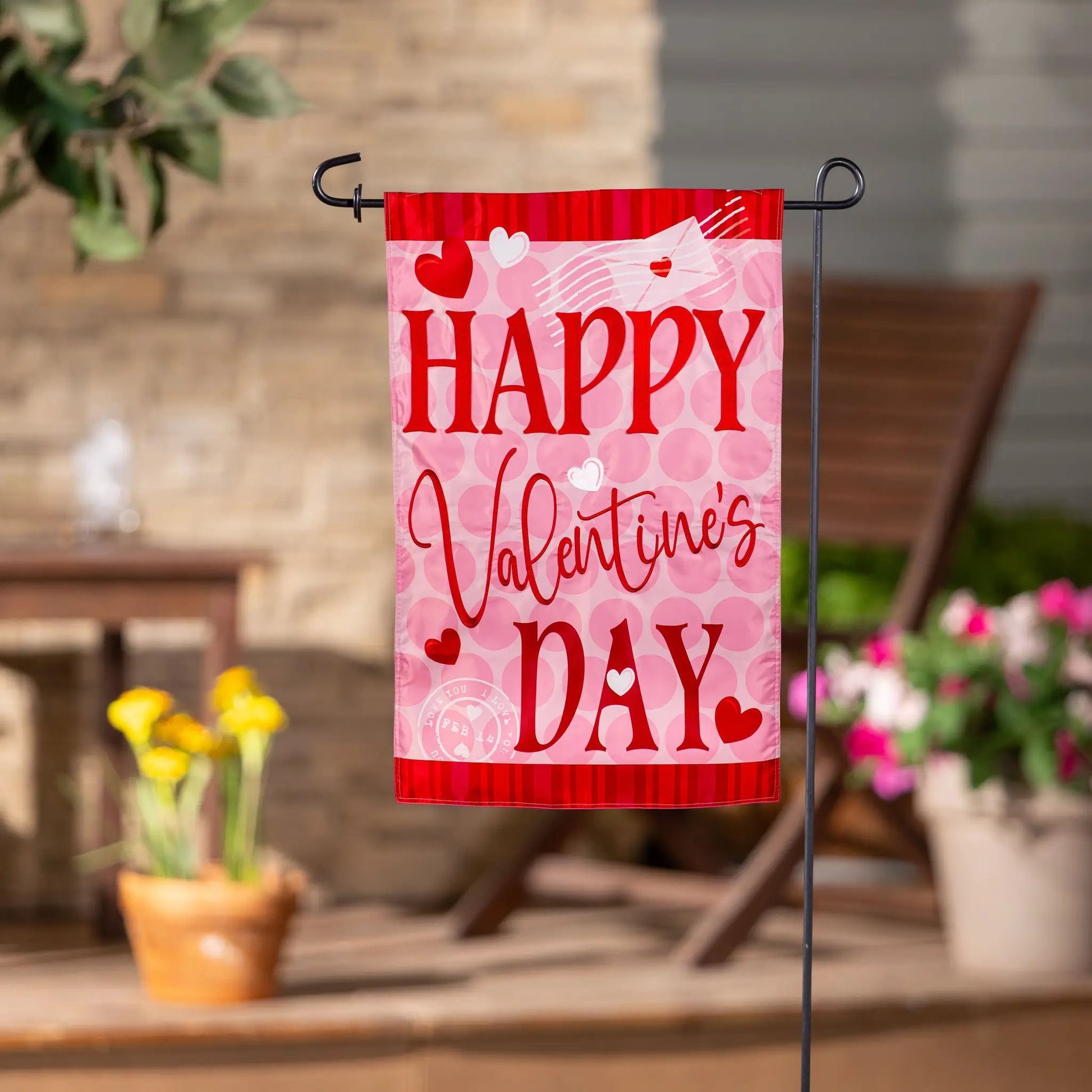Valentine's Day Hearts Applique Garden Flag by Evergreen Enterprises on Tampa Home & Garden Store