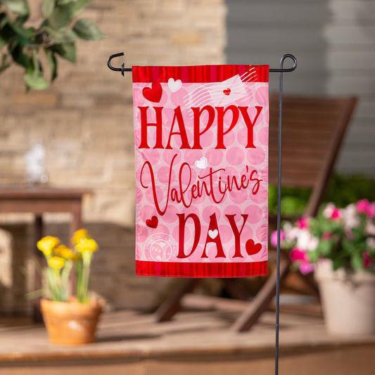 Bandera de jardín con apliques de corazones para el Día de San Valentín