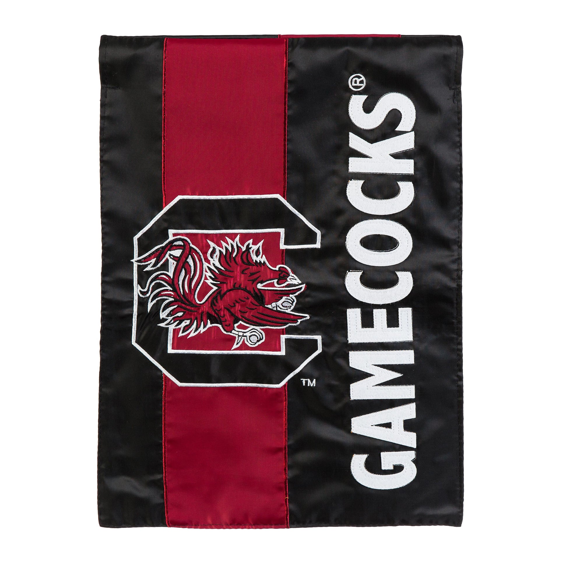 South Carolina garden flag, black with red stripe and white embroidery by Evergreen on Tampa Home & Garden Store