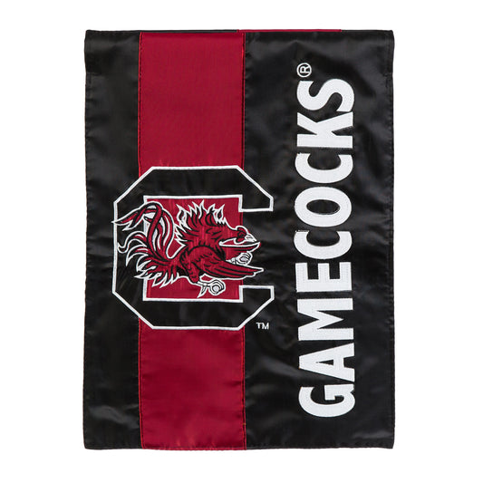 South Carolina garden flag, black with red stripe and white embroidery by Evergreen on Tampa Home & Garden Store