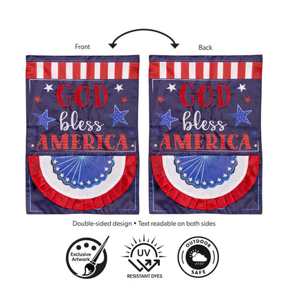 God Bless America applique garden flag, red stripes, blue field by Evergreen Enterprises on Tampa Home & Garden Store