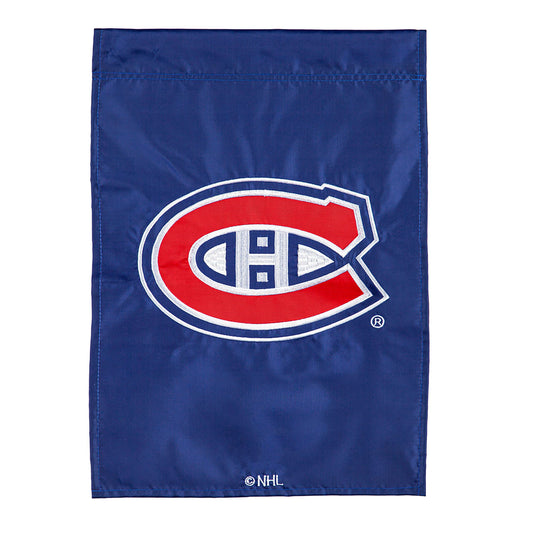 Montreal Canadiens applique garden flag blue background with NHL logo on Tampa Home & Garden Store