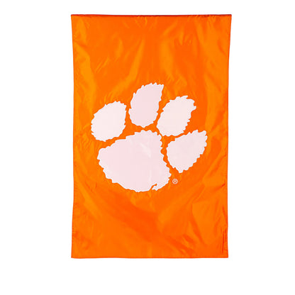 Clemson University applique house flag orange with white paw logo Evergreen Enterprises on Tampa Home & Garden Store