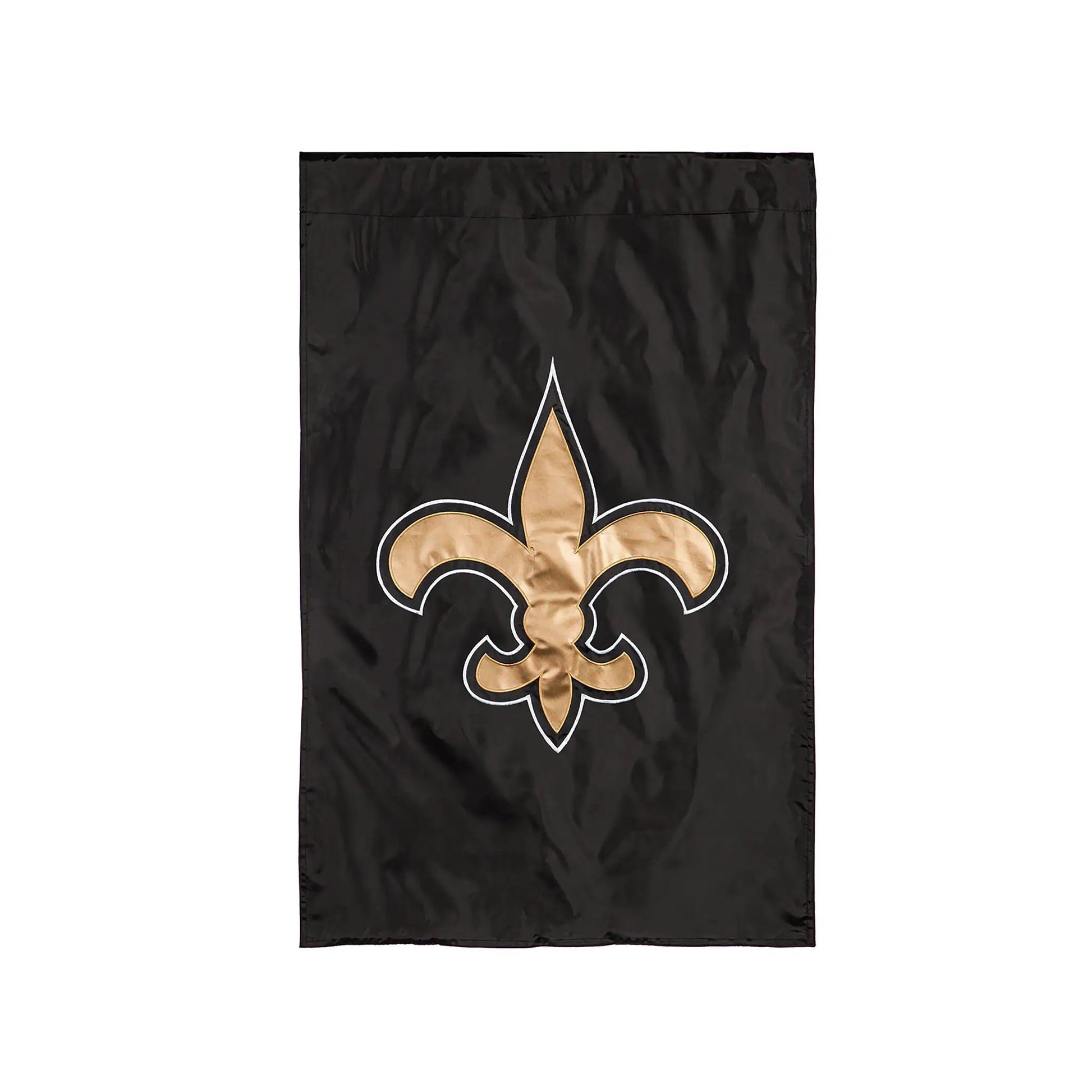 New Orleans Saints Applique House Flag black flag with gold fleur-de-lis emblem on Tampa Home & Garden Store