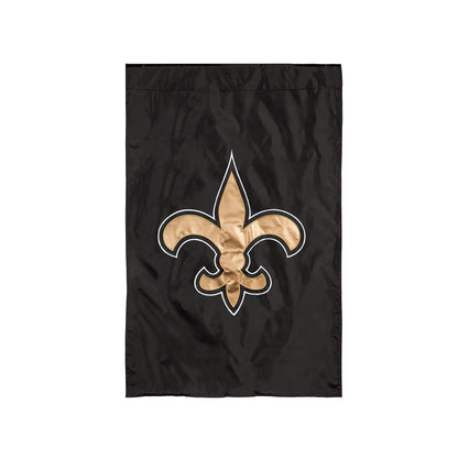 New Orleans Saints Applique House Flag black flag with gold fleur-de-lis emblem on Tampa Home & Garden Store
