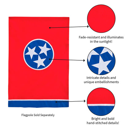 Tennessee state flag garden applique flag red field with blue circle of stars by Evergreen Enterprises on Tampa Home & Garden Store