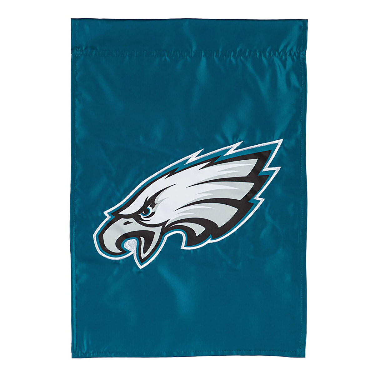 Philadelphia Eagles applique garden flag teal background with bold eagle head graphic on Tampa Home & Garden Store