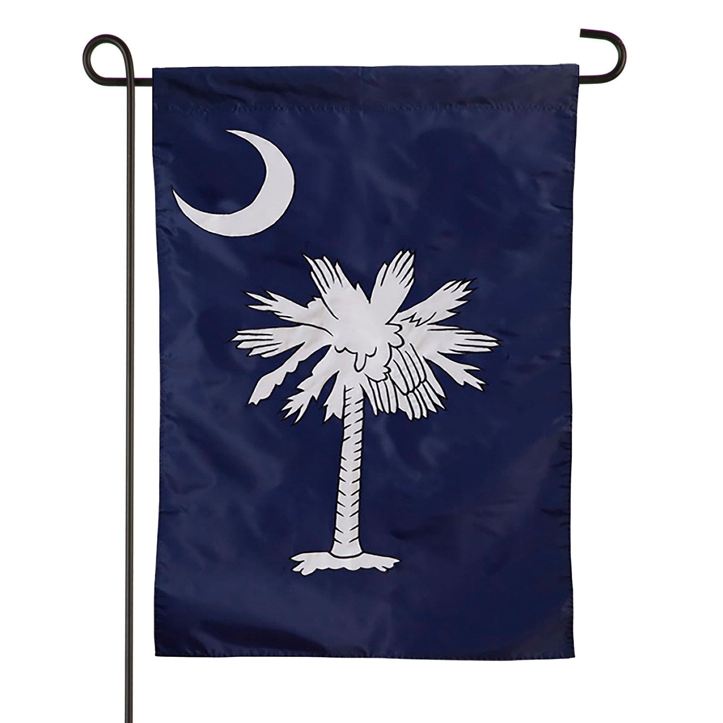 South Carolina Garden Applique Flag navy blue with white palmetto and crescent on Tampa Home & Garden Store