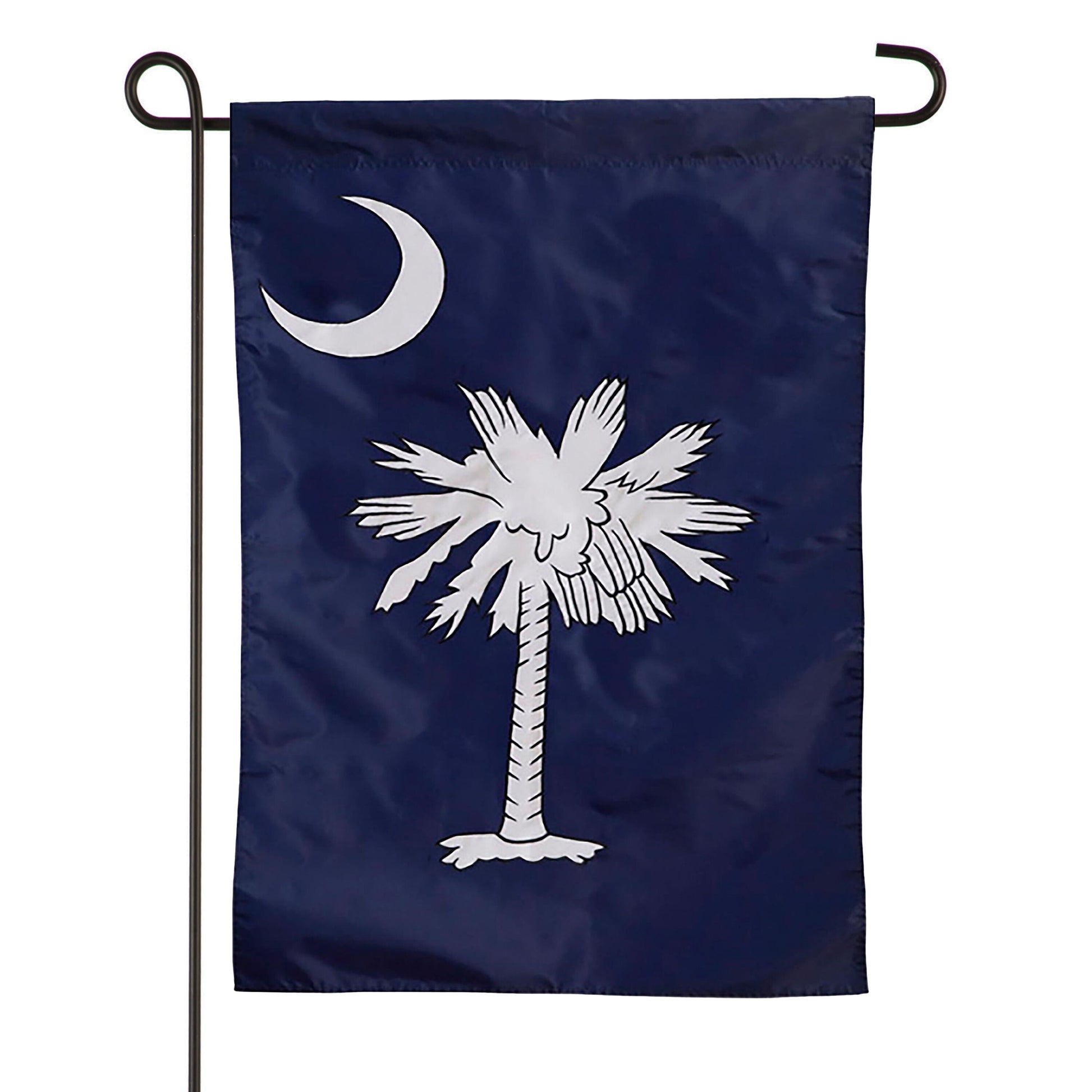 South Carolina Garden Applique Flag navy blue with white palmetto and crescent on Tampa Home & Garden Store