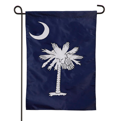 South Carolina Garden Applique Flag navy blue with white palmetto and crescent on Tampa Home & Garden Store