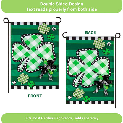 Check Clover Garden Applique Flag With Bow Accent by Evergreen Enterprises, flag with plaid bows on Tampa Home & Garden Store