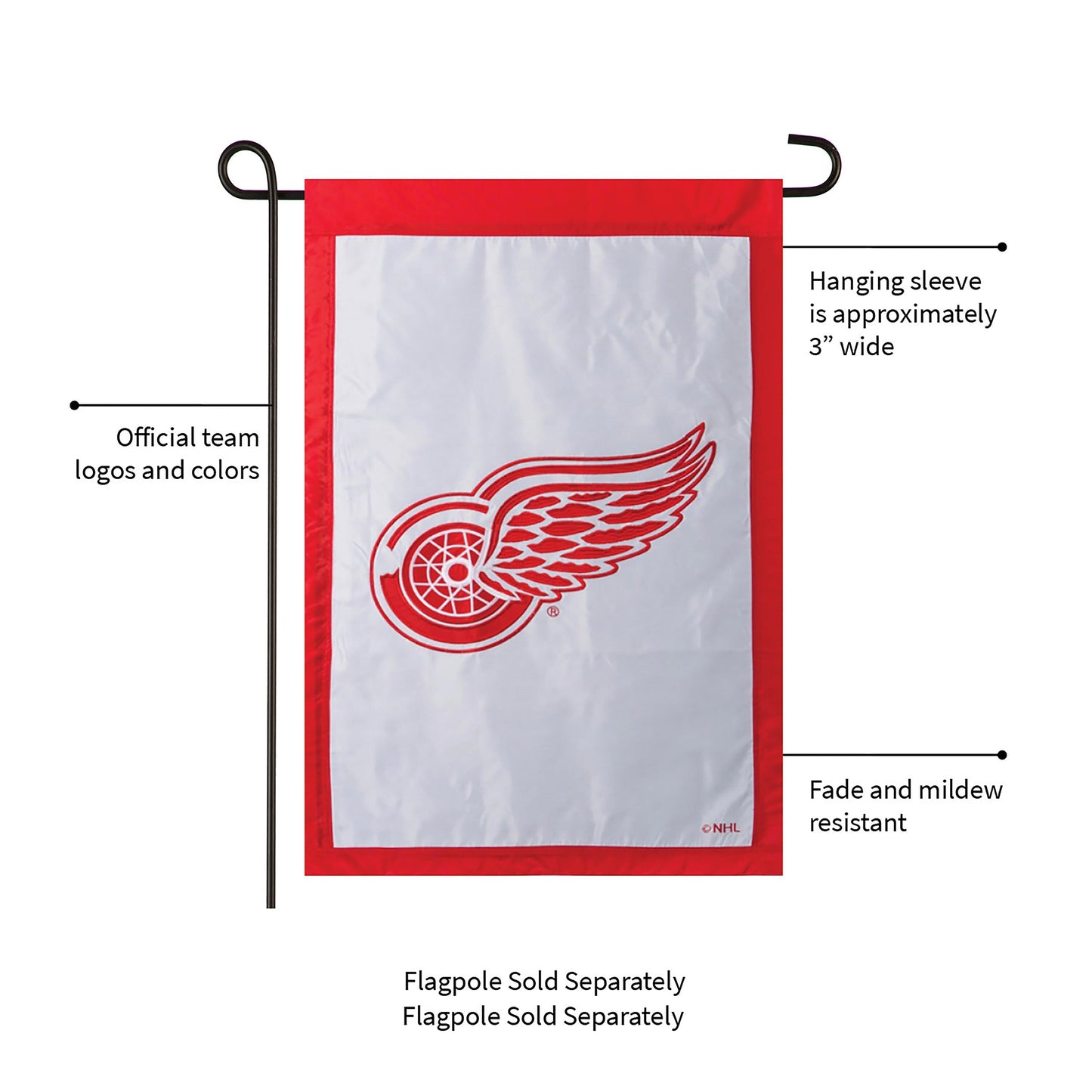 Drapeau de maison appliqué des Red Wings de Détroit
