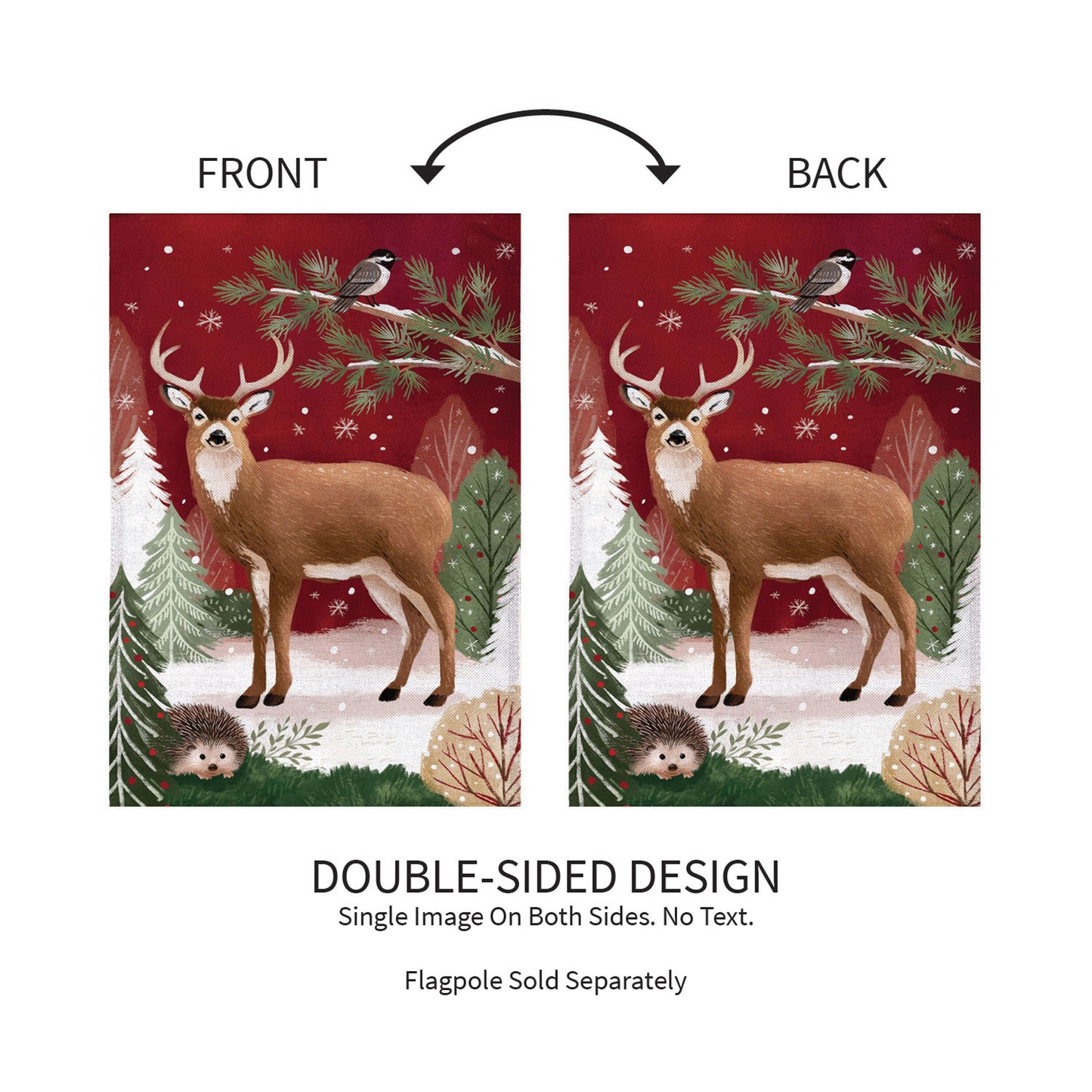 Woodland Storybook Reindeer Burlap Garden Flags red winter scene with deer Evergreen Enterprises on Tampa Home & Garden Store