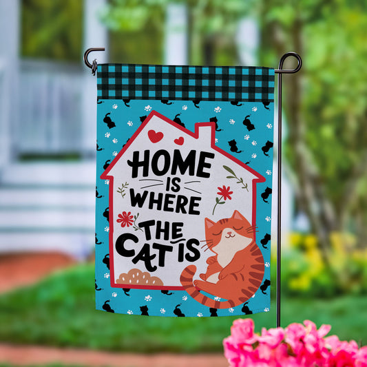 Home Is Where The Cat Is Suede Garden Flag - Tampa Home & Garden Store