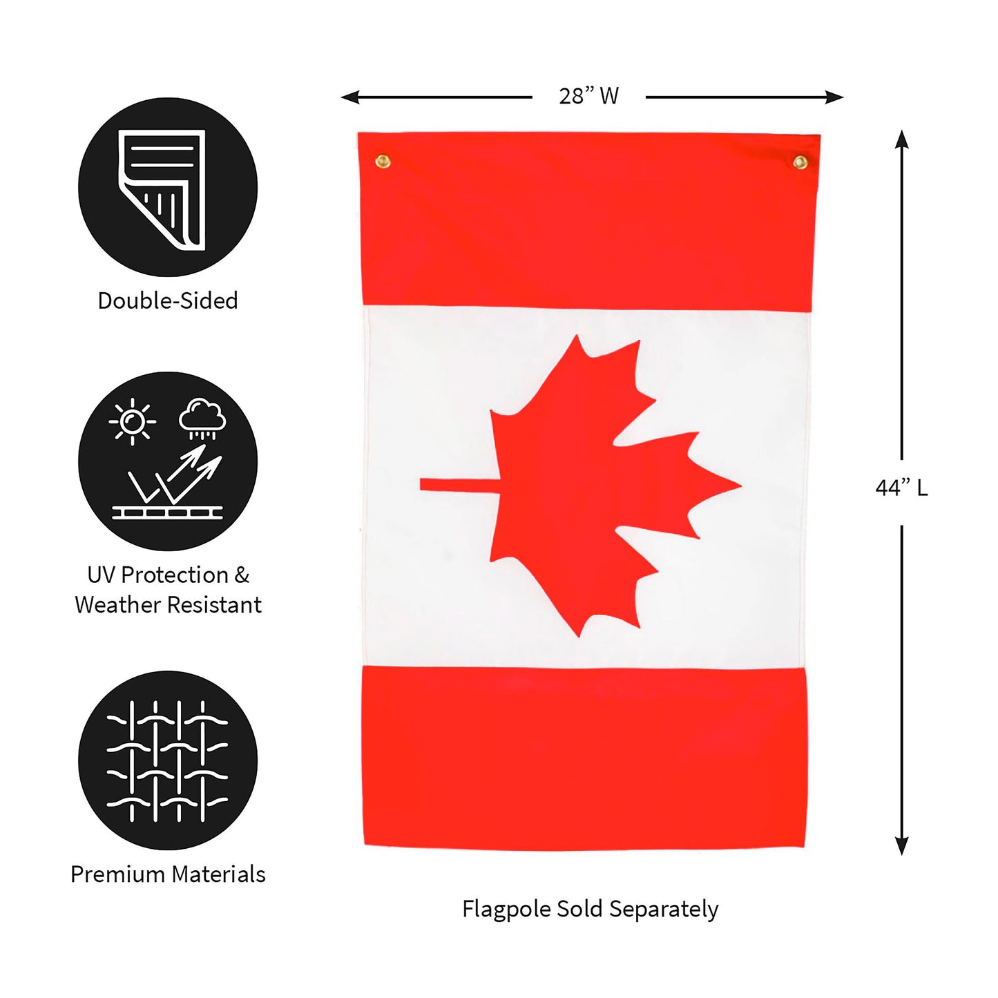 Canada House Applique Flag with red maple leaf design, 28W x 44L, Evergreen Enterprises - Wholesale Collective on Tampa Home & Garden Store