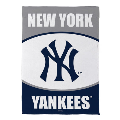 New York Yankees suede flag, gray with white lettering and navy logo by Evergreen Enterprises on Tampa Home & Garden Store