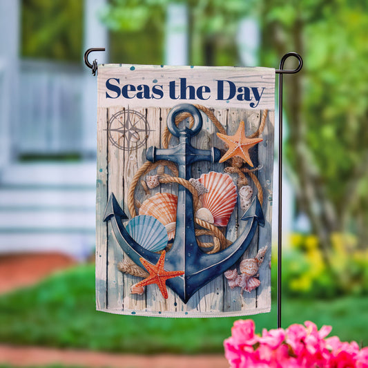 Seas The Day Anchor Suede Garden Flag - Tampa Home & Garden Store