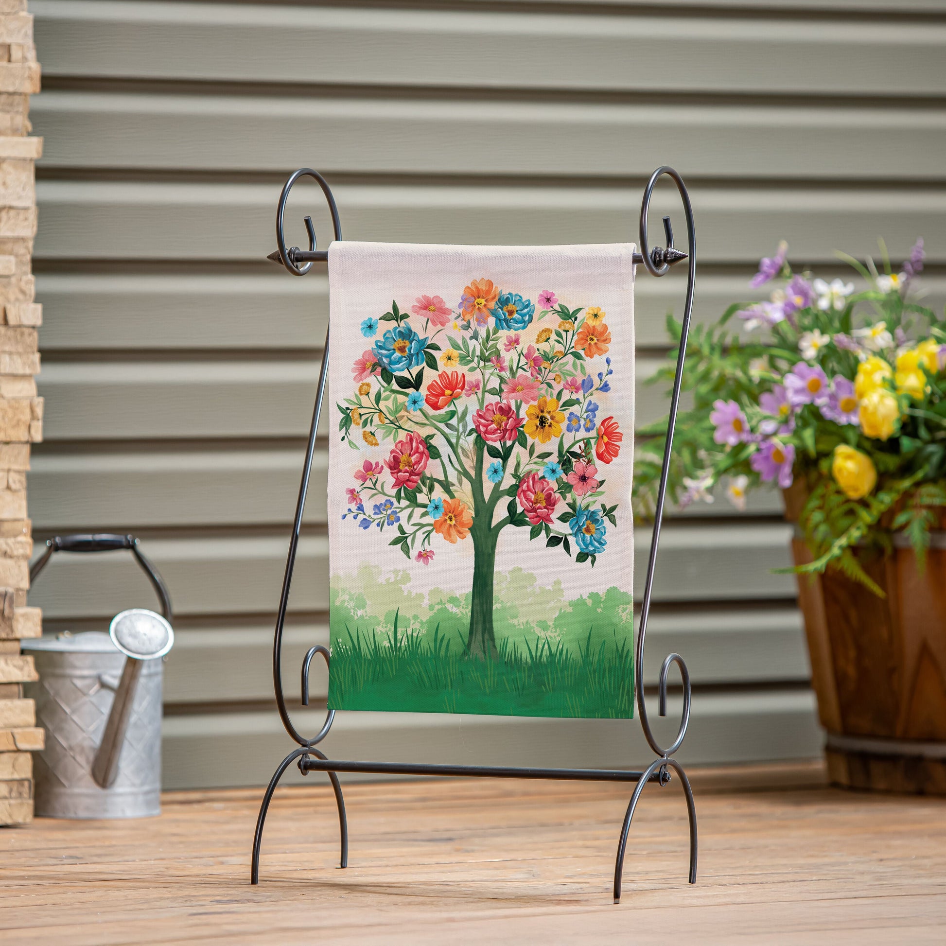 Blooming Tree of Life burlap garden flag by Evergreen Enterprises, floral tree design on Tampa Home & Garden Store