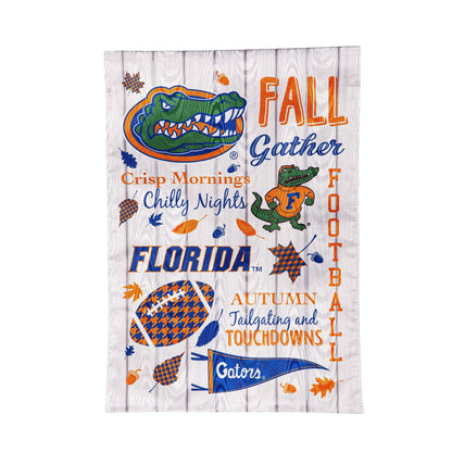 Moire Flag University of Florida Gators in orange and blue on wood background fall seasonal on Tampa Home & Garden Store