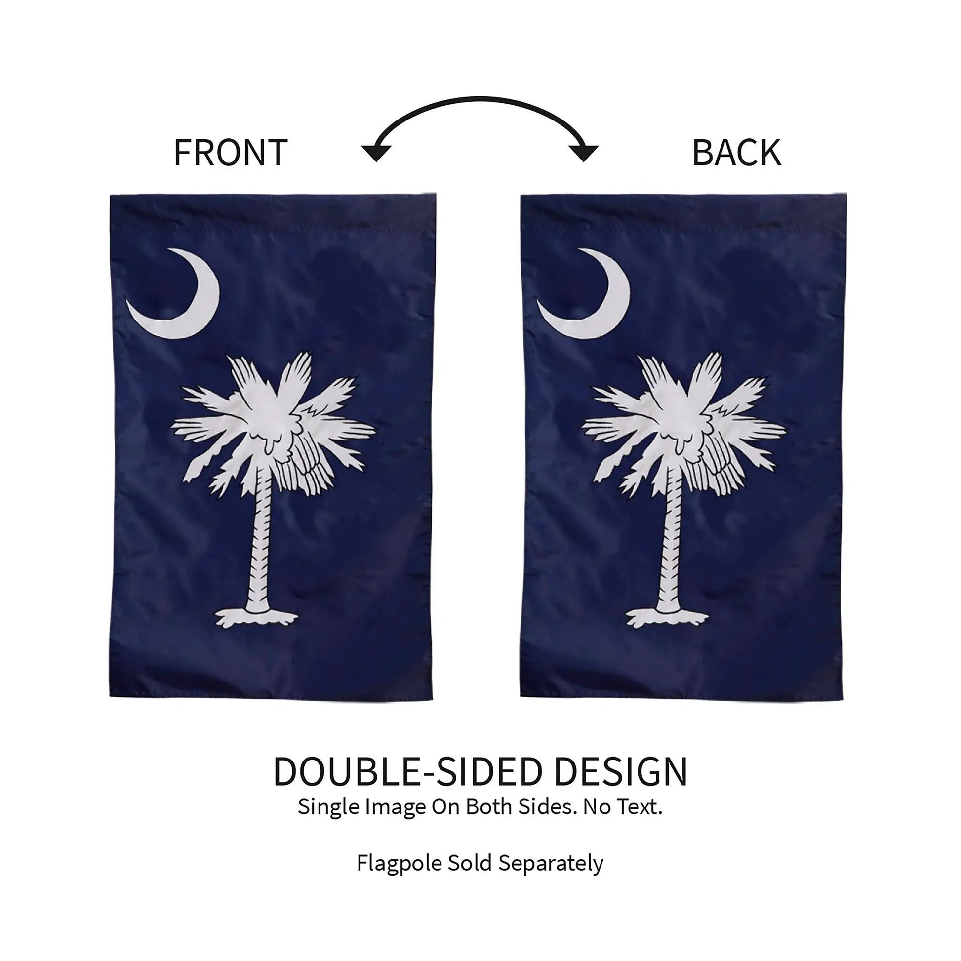 South Carolina House Applique Flag, navy blue with white palmetto and crescent, two-sided on Tampa Home & Garden Store