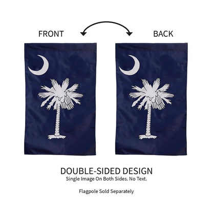South Carolina House Applique Flag, navy blue with white palmetto and crescent, two-sided on Tampa Home & Garden Store