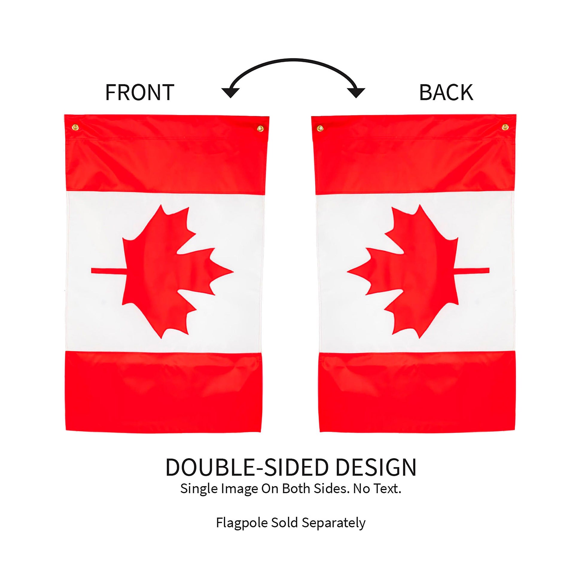 Canada House Applique Flag pair, red top/bottom with white maple leaf, Evergreen double-sided on Tampa Home & Garden Store