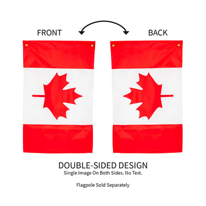Canada House Applique Flag pair, red top/bottom with white maple leaf, Evergreen double-sided on Tampa Home & Garden Store