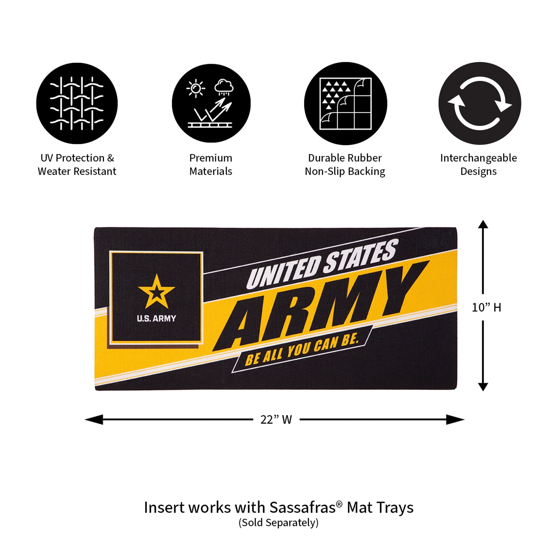 Sassafras Army burlap flag mat by Evergreen Enterprises with US Army branding on Tampa Home & Garden Store