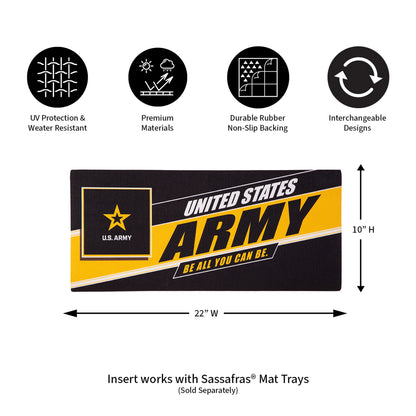 Sassafras Army burlap flag mat by Evergreen Enterprises with US Army branding on Tampa Home & Garden Store