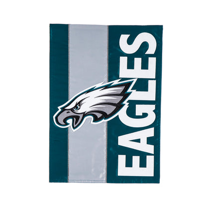 Philadelphia Eagles embellished garden flag applique with teal field and white eagle logo on Tampa Home & Garden Store