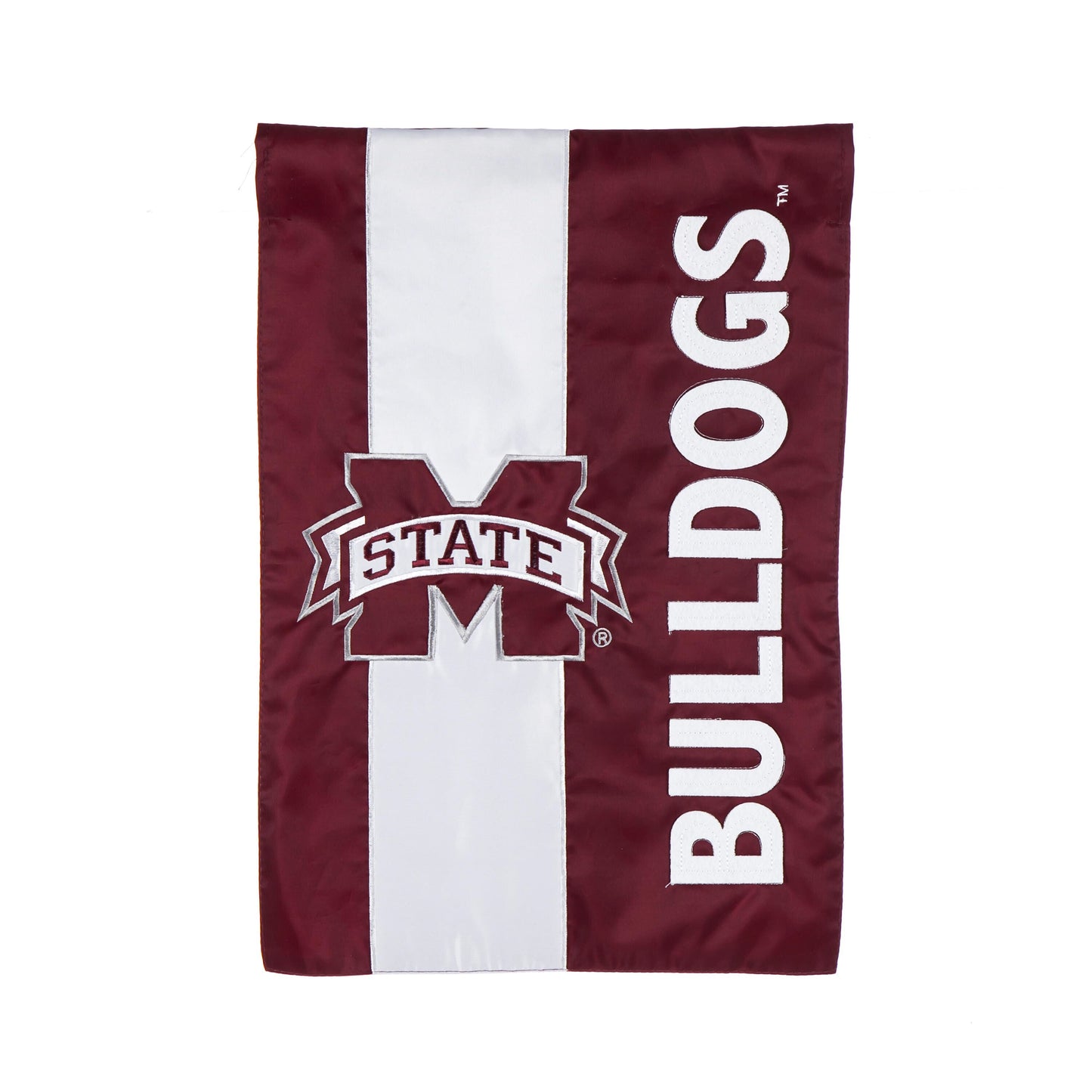 Mississippi State University Garden Flag maroon white applique MSU emblem Evergreen Enterprises on Tampa Home & Garden Store