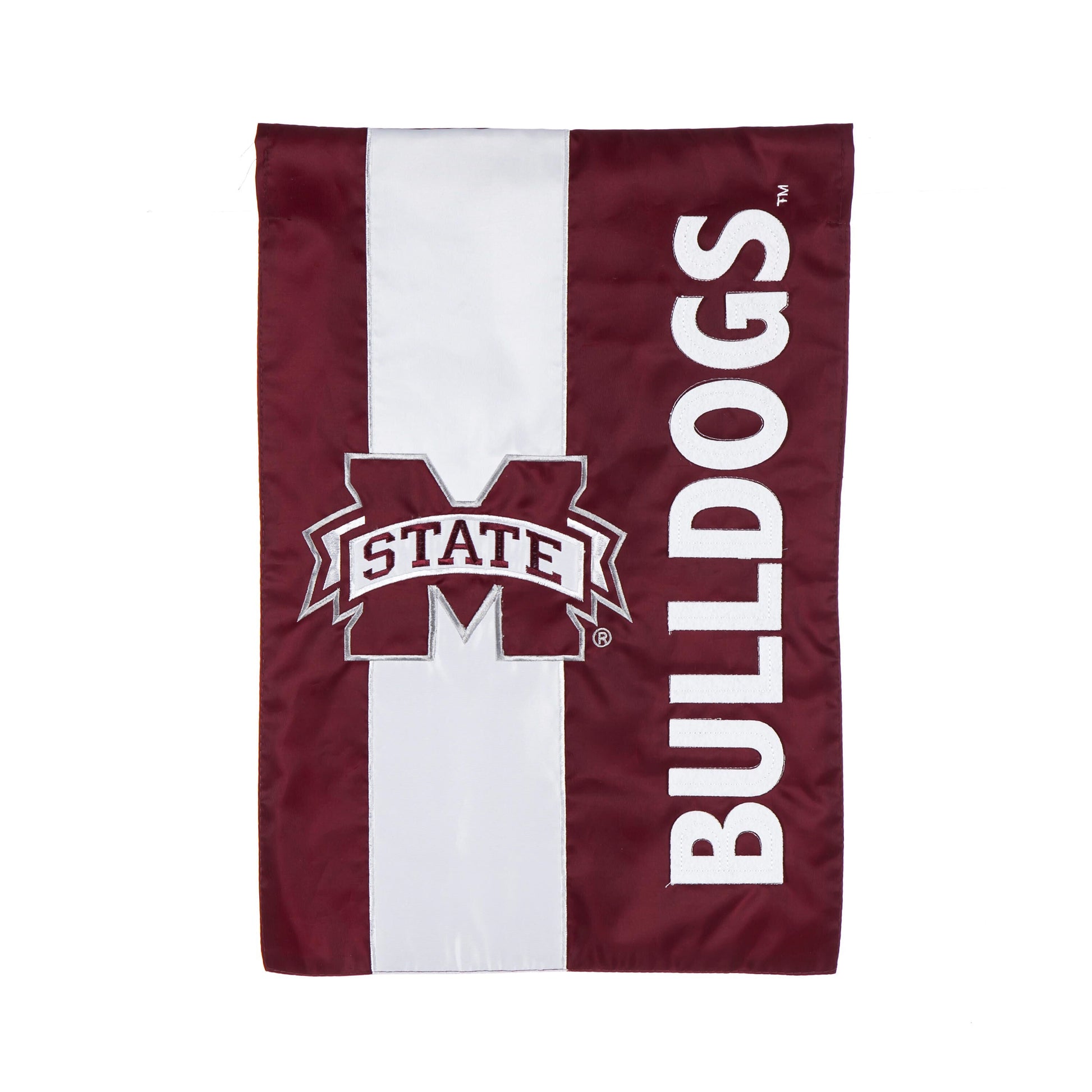 Mississippi State University Garden Flag maroon white applique MSU emblem Evergreen Enterprises on Tampa Home & Garden Store