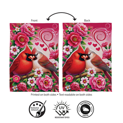 Drapeau de jardin en suède Amoureux des cardinaux