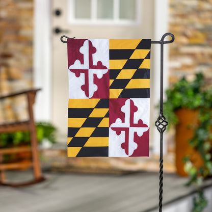 Maryland state flag applique garden flag on metal stand Evergreen Enterprises on Tampa Home & Garden Store