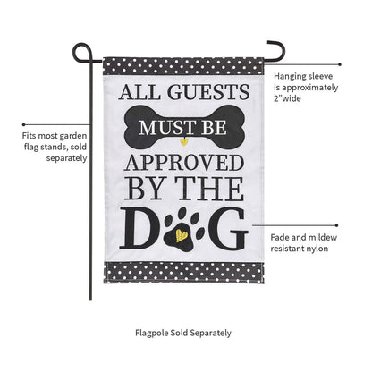 Dog garden flag by Evergreen Enterprises with bone motif and ALL GUESTS MUST BE APPROVED on Tampa Home & Garden Store