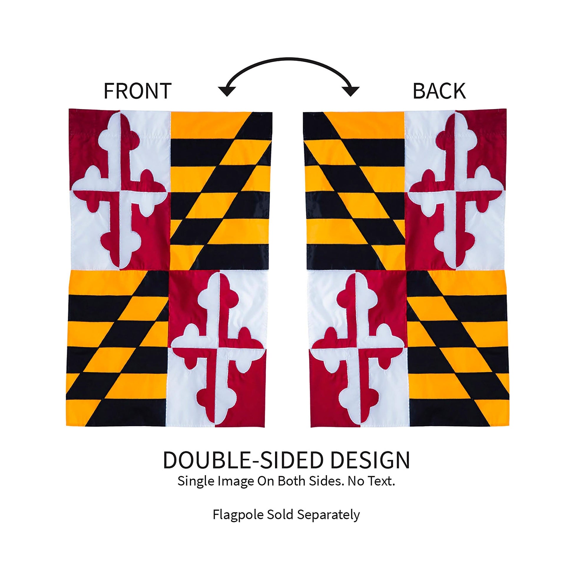 Maryland state flag garden applique flag, double-sided, two flags shown, Evergreen Enterprises on Tampa Home & Garden Store