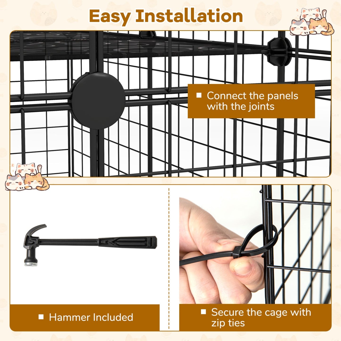 4-Tier Cat Cage DirectDeals with panel joints, hammer, and zip ties for 1-4 cats easy install on Tampa Home & Garden Store
