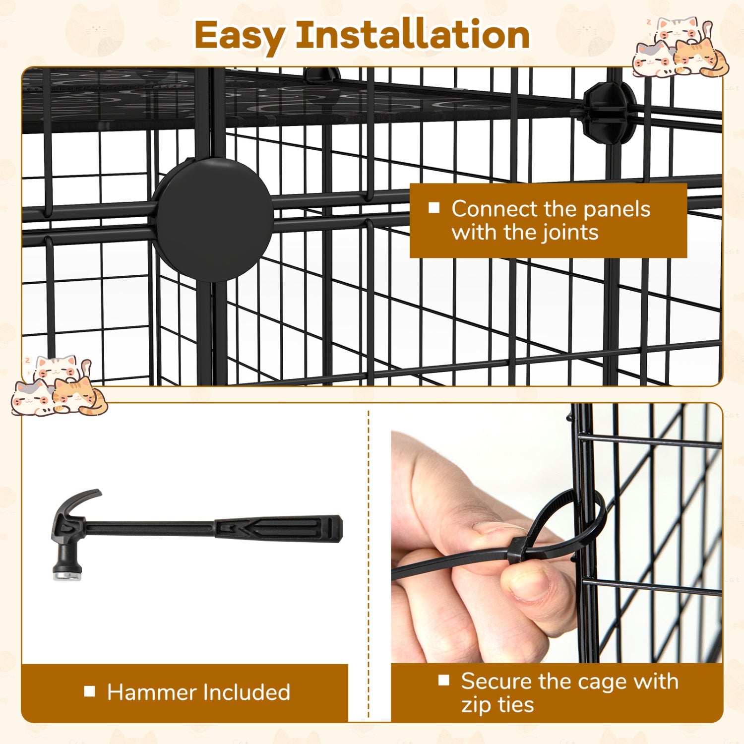 4-Tier Cat Cage DirectDeals with panel joints, hammer, and zip ties for 1-4 cats easy install on Tampa Home & Garden Store
