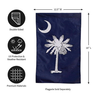 South Carolina Garden Applique Flag blue field with palmetto and crescent double-sided Evergreen on Tampa Home & Garden Store
