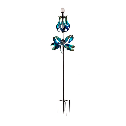 Seaside Retreat Wind Spinner 82in tall blue teal floral gradient Evergreen Enterprises on Tampa Home & Garden Store