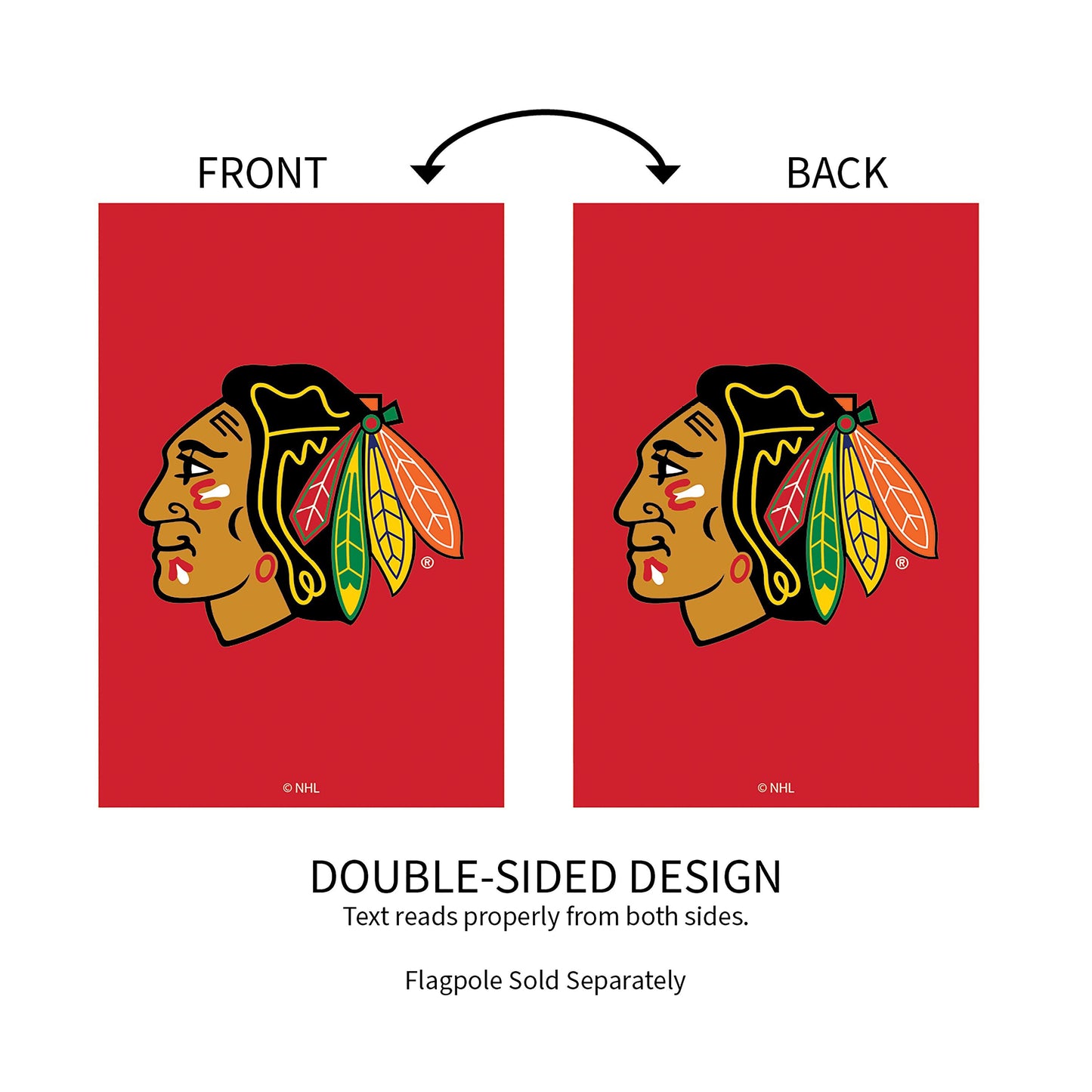 Chicago Blackhawks applique garden flags, red double-sided design Evergreen Enterprises on Tampa Home & Garden Store