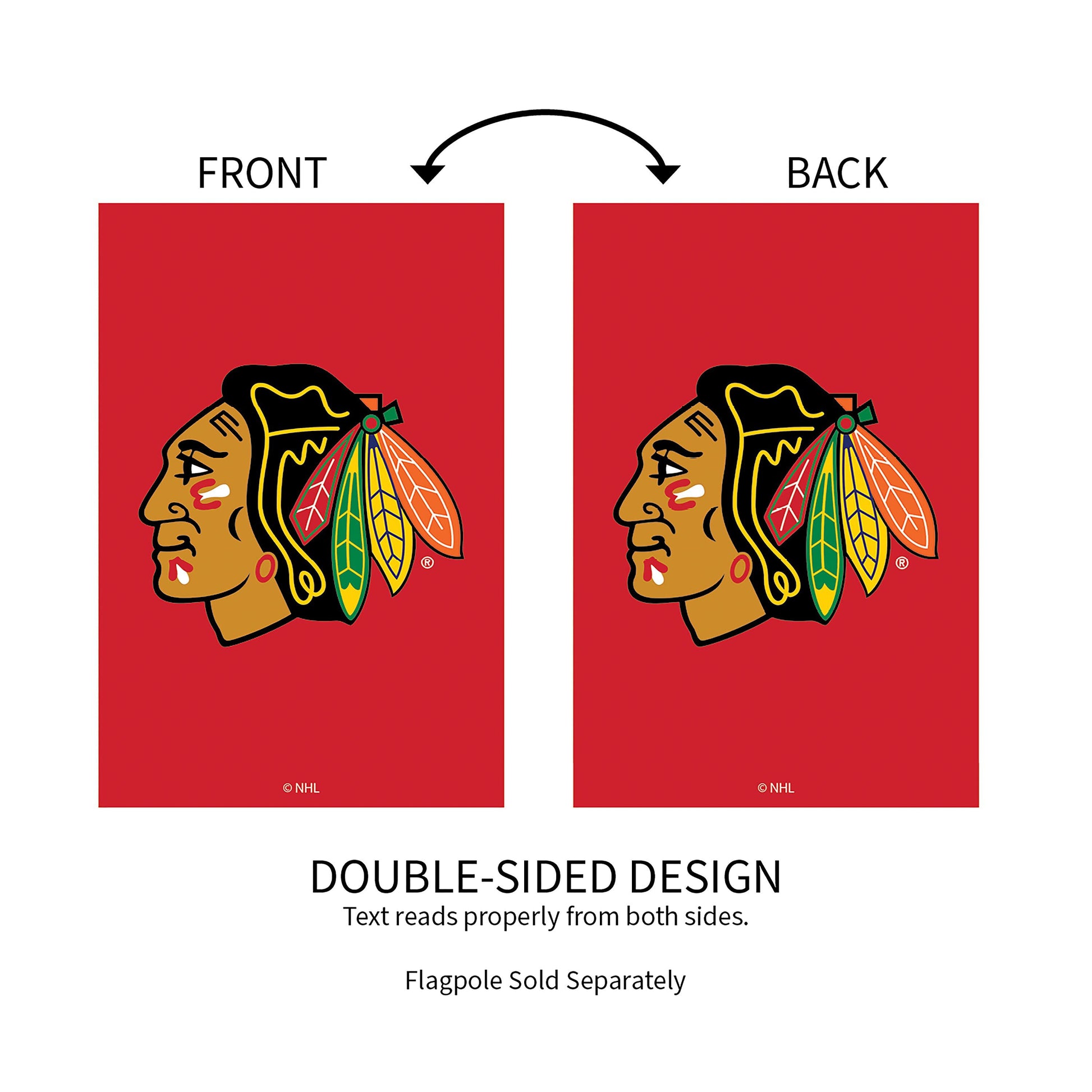 Chicago Blackhawks applique garden flags, red double-sided design Evergreen Enterprises on Tampa Home & Garden Store