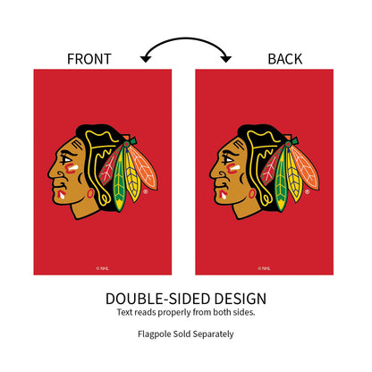 Chicago Blackhawks applique garden flags, red double-sided design Evergreen Enterprises on Tampa Home & Garden Store
