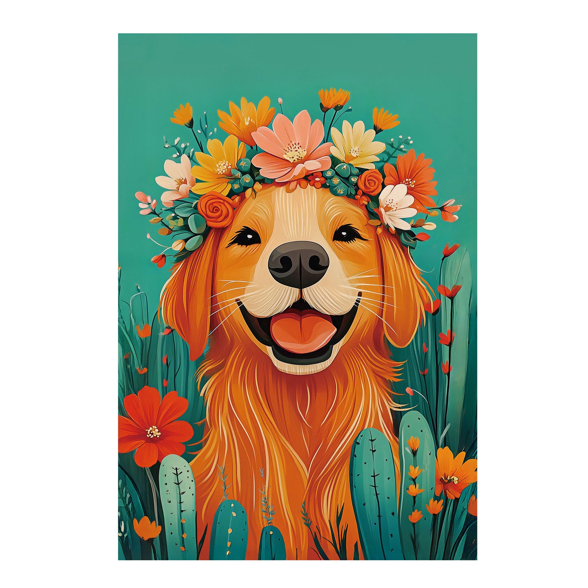 Floral Dog Applique House Flag Evergreen Enterprises flower crown on teal background on Tampa Home & Garden Store